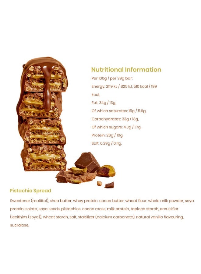 Maxi Nutrition Pistachio Spread Protein Waffle Bar  (Pack Of 12 X 39Grams Each) | With 10gm Protein & Low Sugar Per Serving | No Artificial Colour & Flavor Added - Image 2